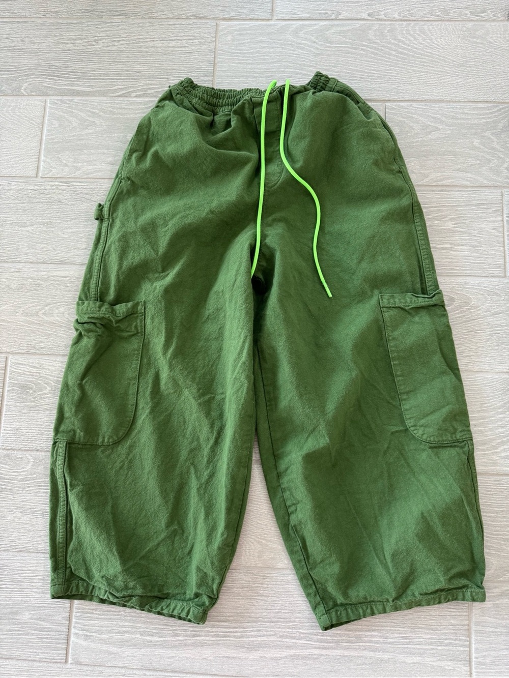 MEALS Unisex Oversized Chef Pants in Kale Green Size XS VGUC - Picture 5 of 8